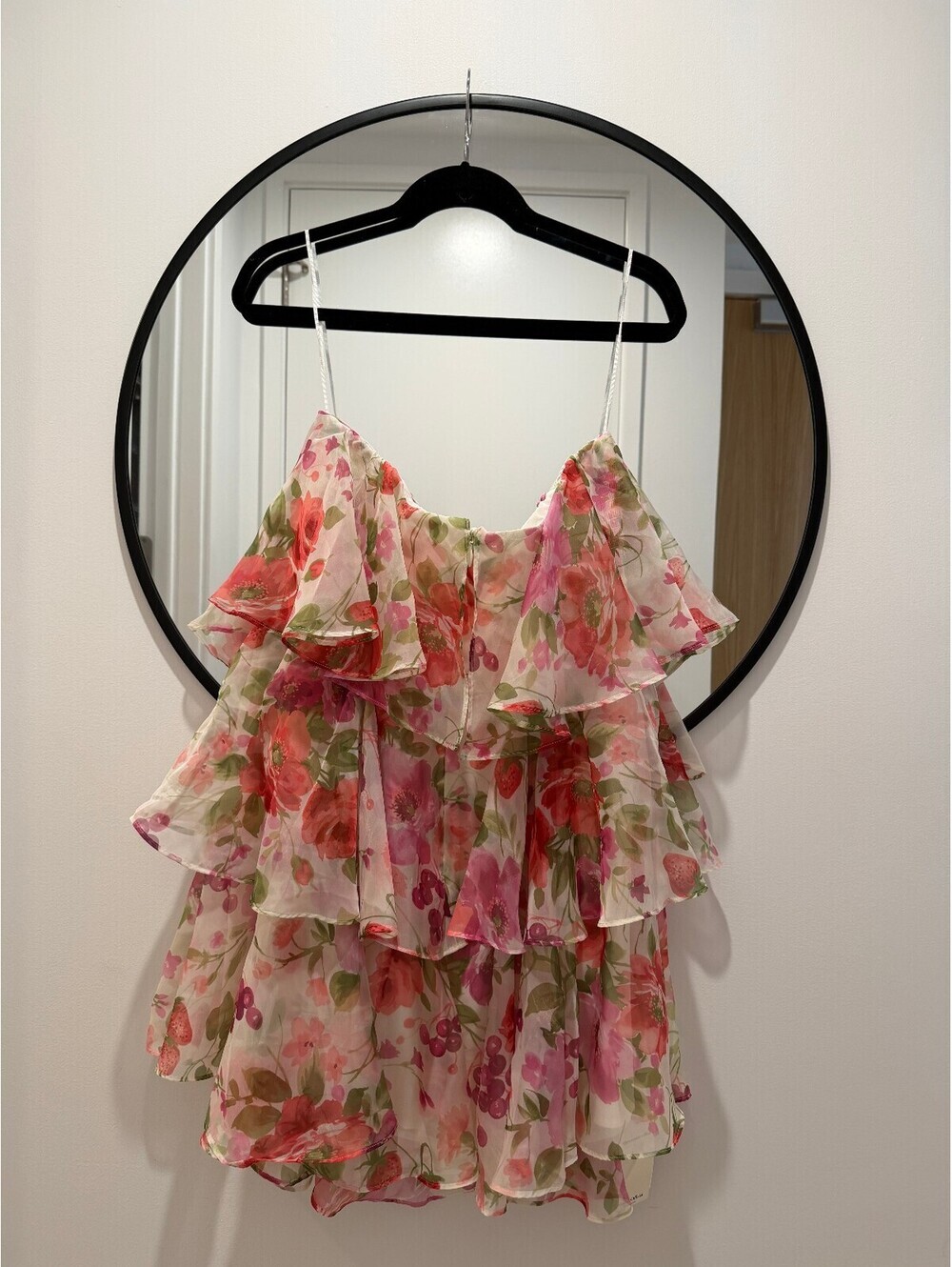 NWT Abercrombie Organza Tiered Strapless Fruit Mini Dress Size XL - Picture 4 of 5